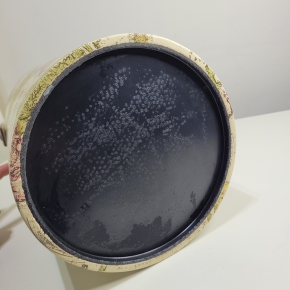 MCM World Map Ice Bucket 11" H x 8" Round Mid century Vintage Item - Picture 5 of 11